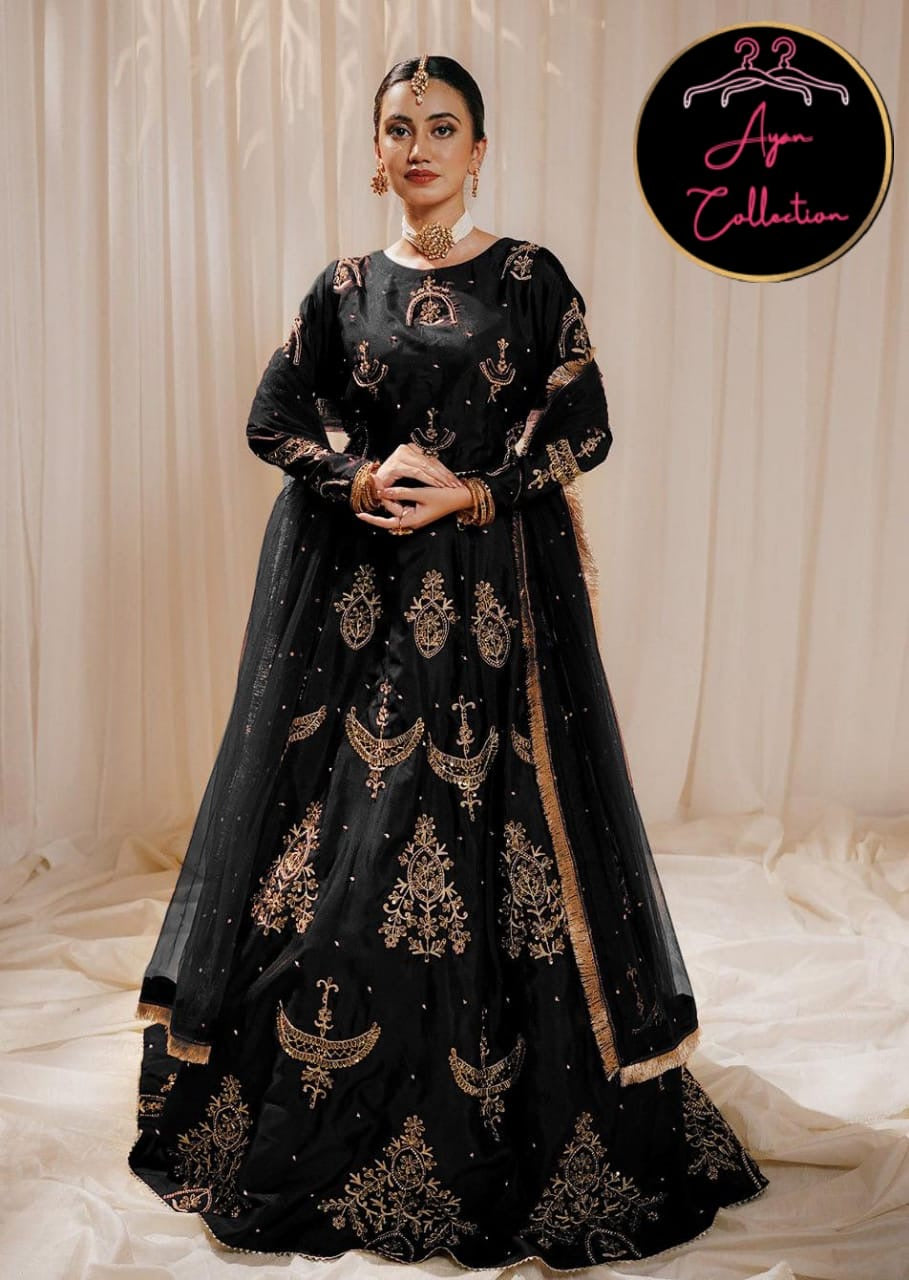 😍The Sequence Embroidery And Work Lace Top With Sequence Lace Work Skirt And Kiran Lace Pearls Attached Chiffon Dupatta ❤️👗💕