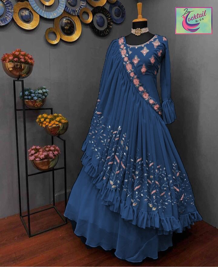 3-Step Style Fancy Maxi with fancy Embroidery touching+Miror Duppatta stylish with trouser ❤️