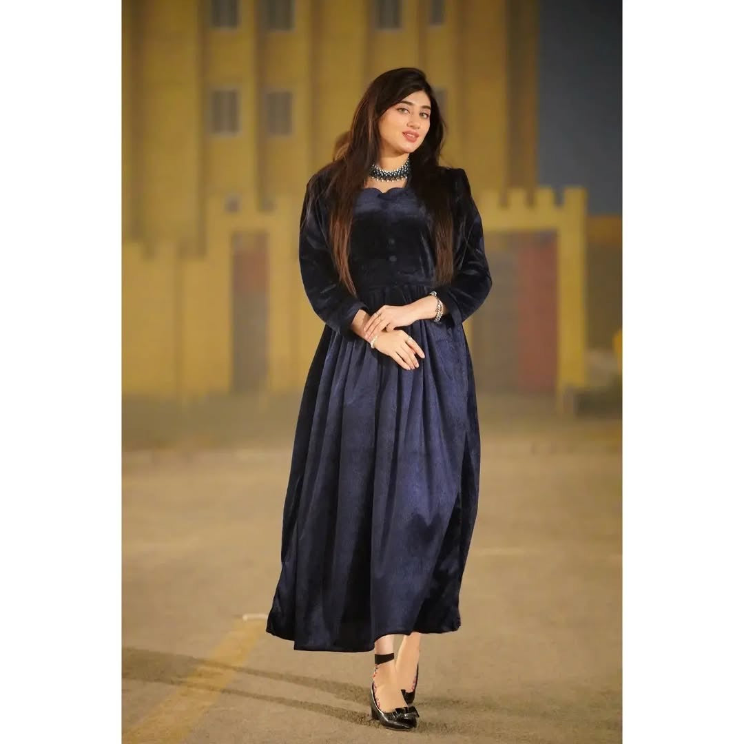 Elegant Velvet button frock