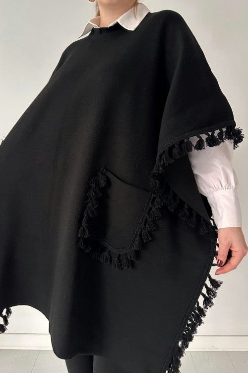 Open Shawl Style Lace Work 2-Pcs Winter Co-Ord Set.