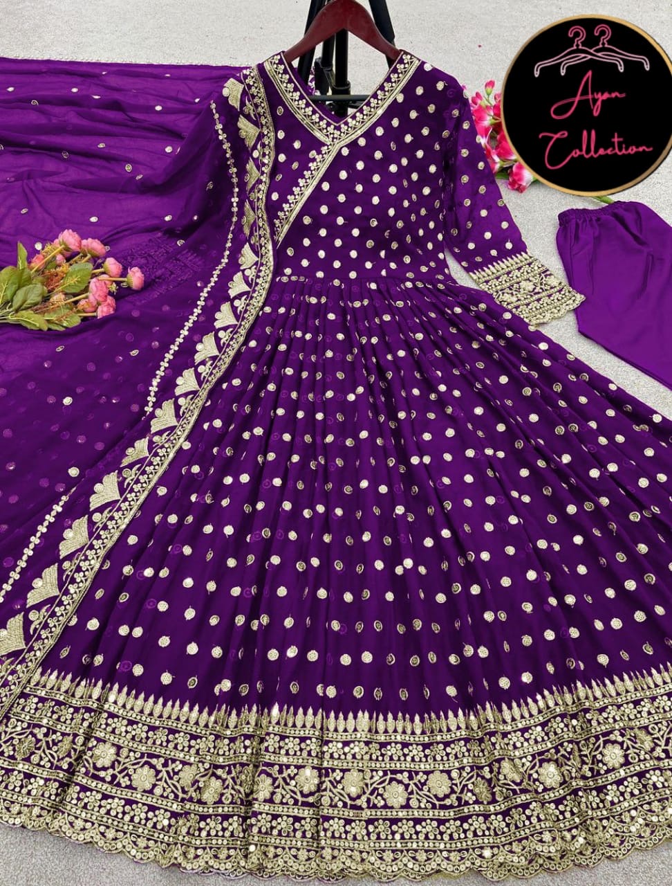 👗Eid Collection 2025: an elegant Angrakha Style Heavy Border Maxi with Neck Embroidery, paired with a beautifully embroidered Dupatta 🌙