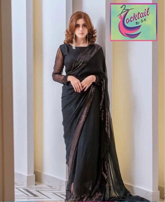 Jannat Mirza Chiffon Saree🖤