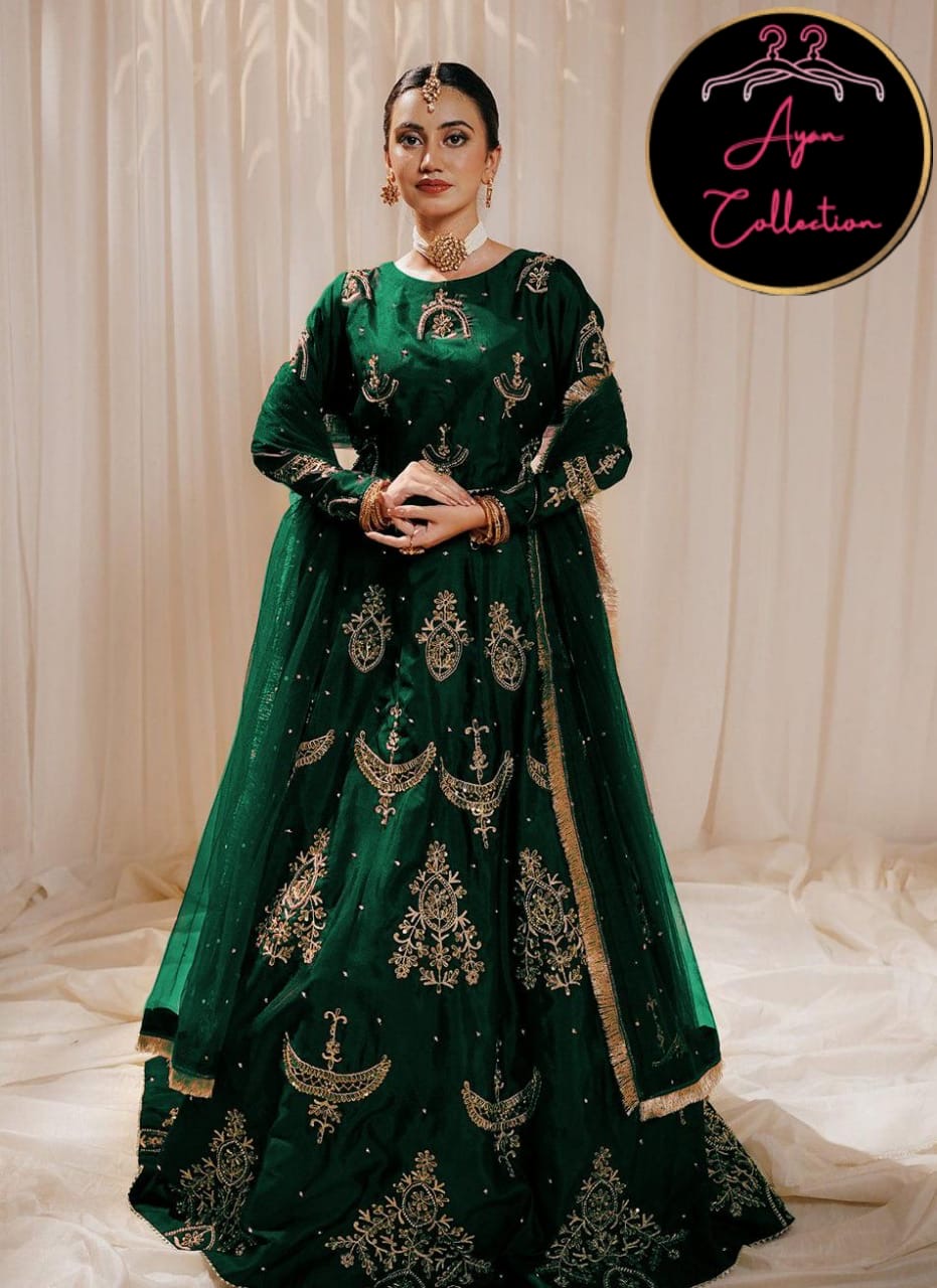 😍The Sequence Embroidery And Work Lace Top With Sequence Lace Work Skirt And Kiran Lace Pearls Attached Chiffon Dupatta ❤️👗💕