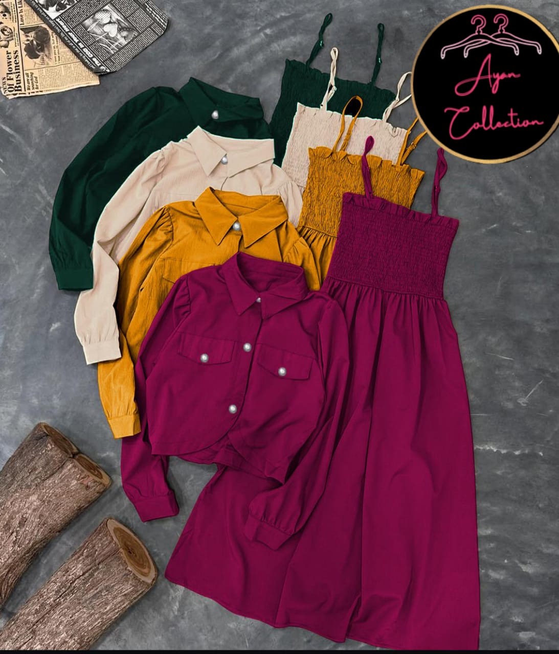 Kaaj Button Coati With Gazzer Romper Frock 2Pcs