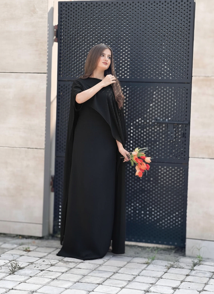 Cap Shawl with long body fitted Maxi 2pcs 😍