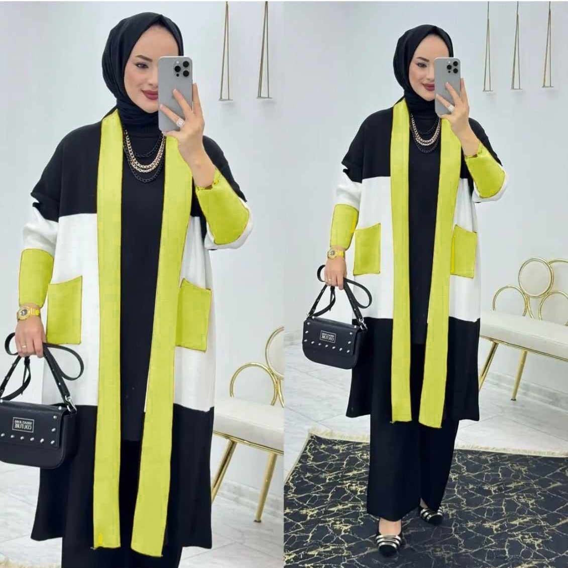 Turkish Patch-Work Gown Style 3-Pcs Winter Co-Ord Set ❤️