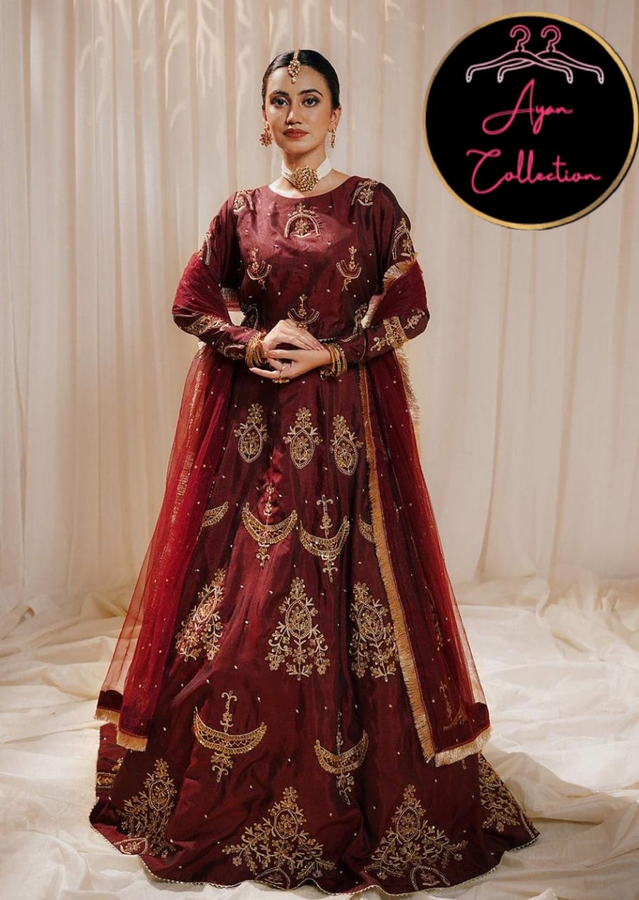 😍The Sequence Embroidery And Work Lace Top With Sequence Lace Work Skirt And Kiran Lace Pearls Attached Chiffon Dupatta ❤️👗💕