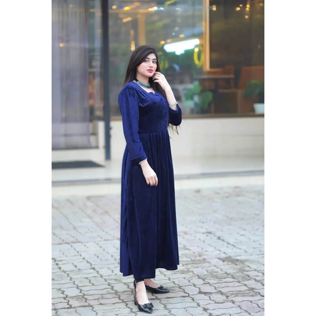 Elegant Velvet button frock