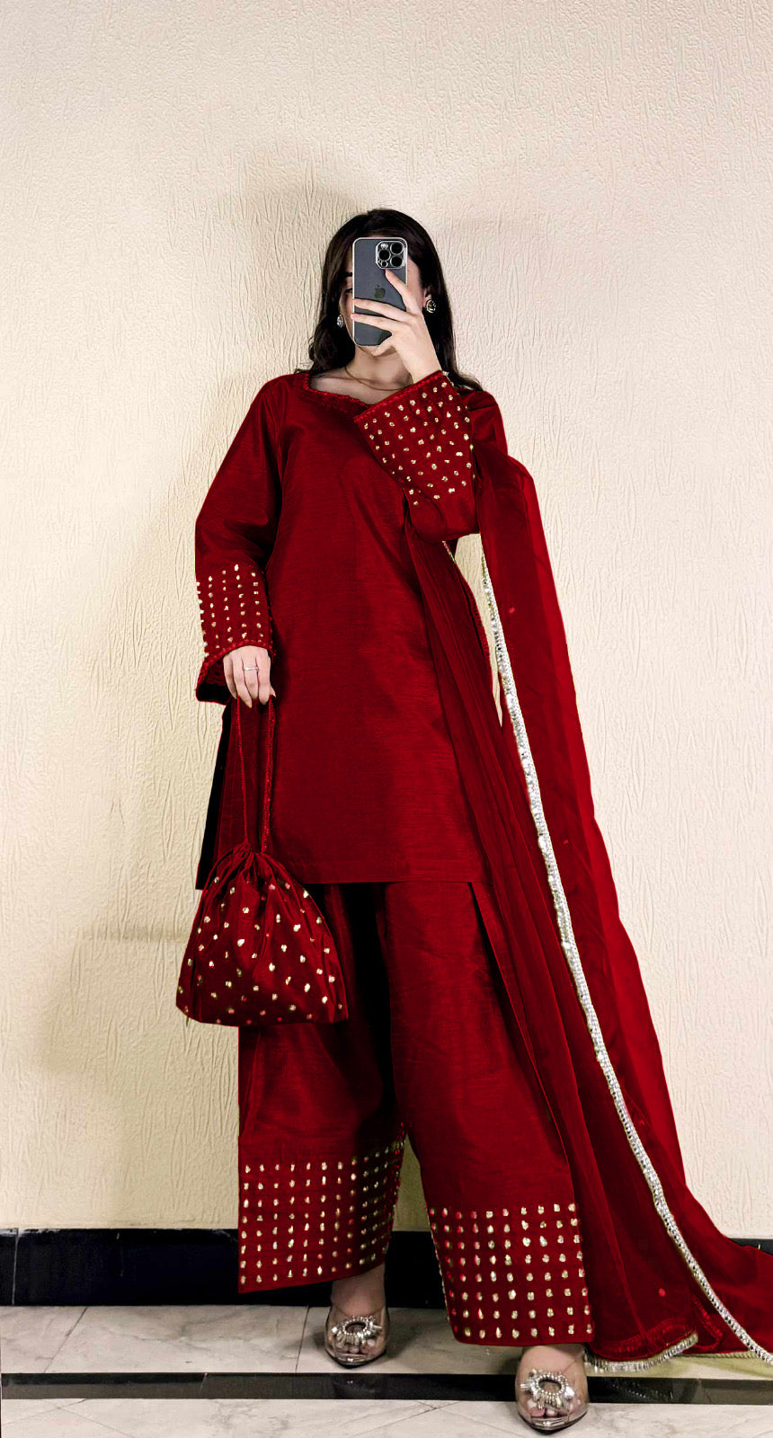 👗Most Trending Article Farshi Shalwar Kameez With Potli 4Pcs😍