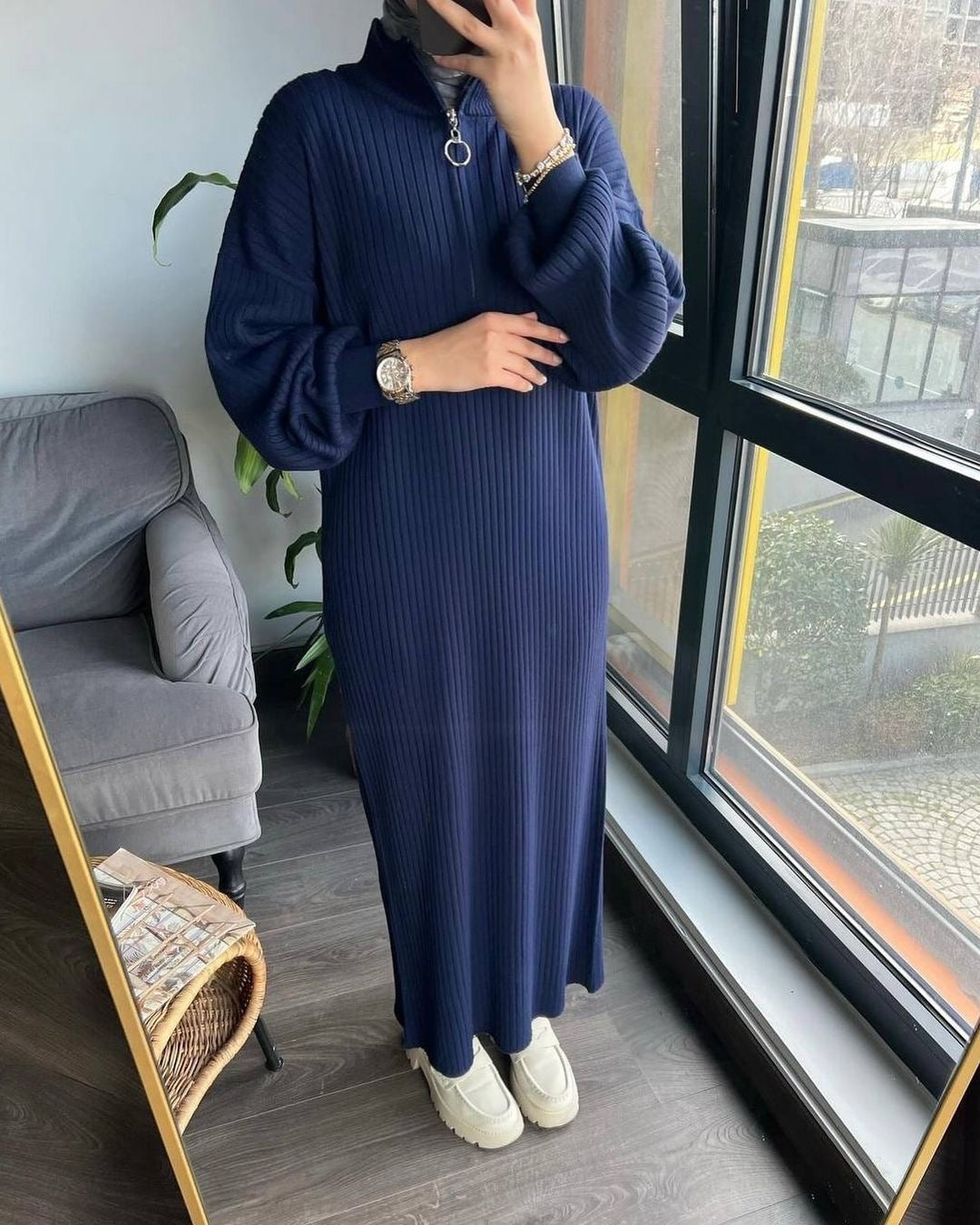 Zip Long Bodycone Dress 👗🦋