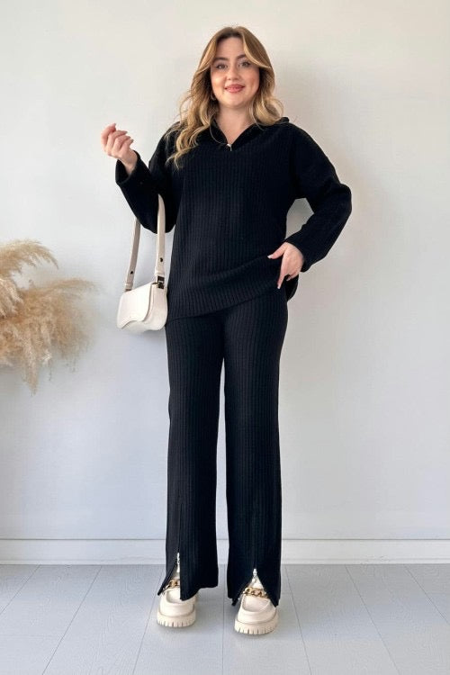 Zipper Highneck DropShoulder Track Suit 2pc❤️