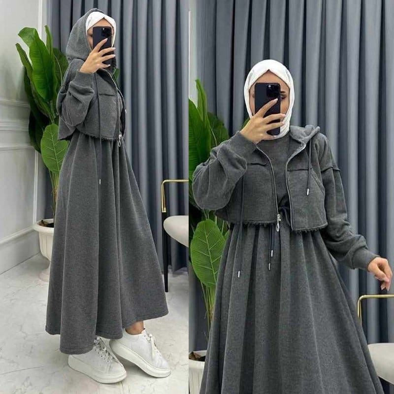 Short Hoodie Long Maxi Style 2-Pcs Winter Tracksuit 🥶