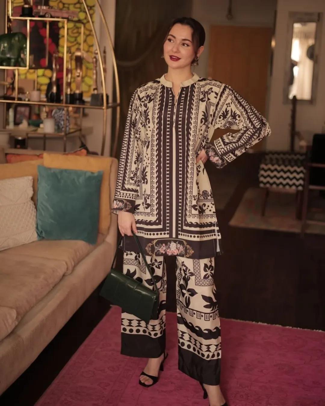 Trending Hania most Viral Printed Cord Set 2PCs