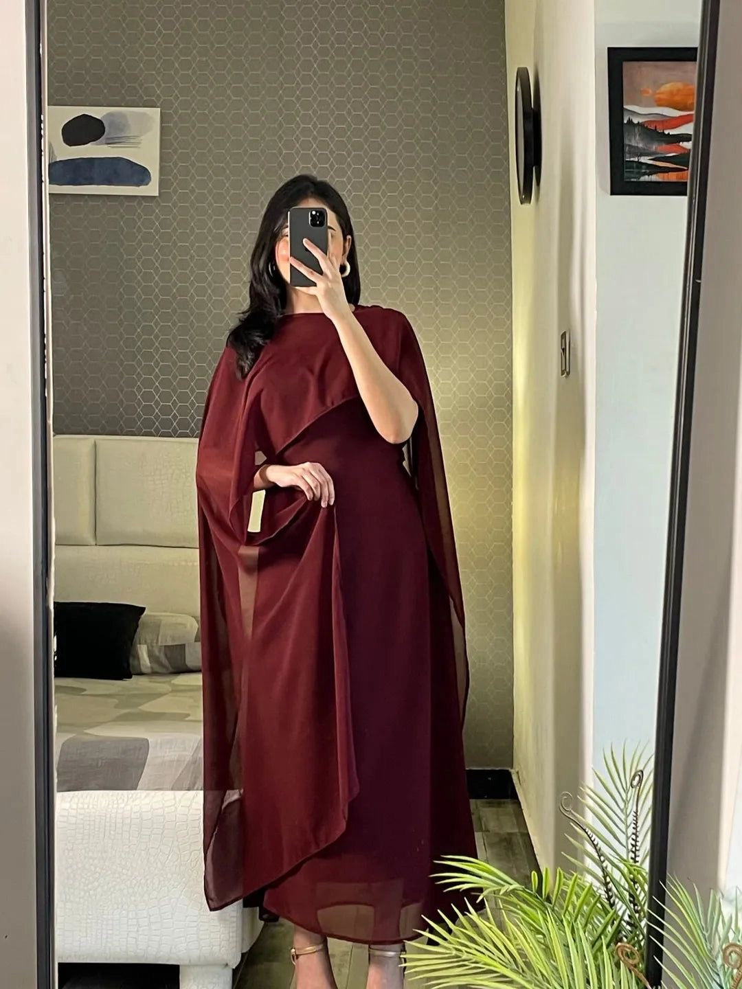 Cap Shawl with long body fitted Maxi 2pcs 😍