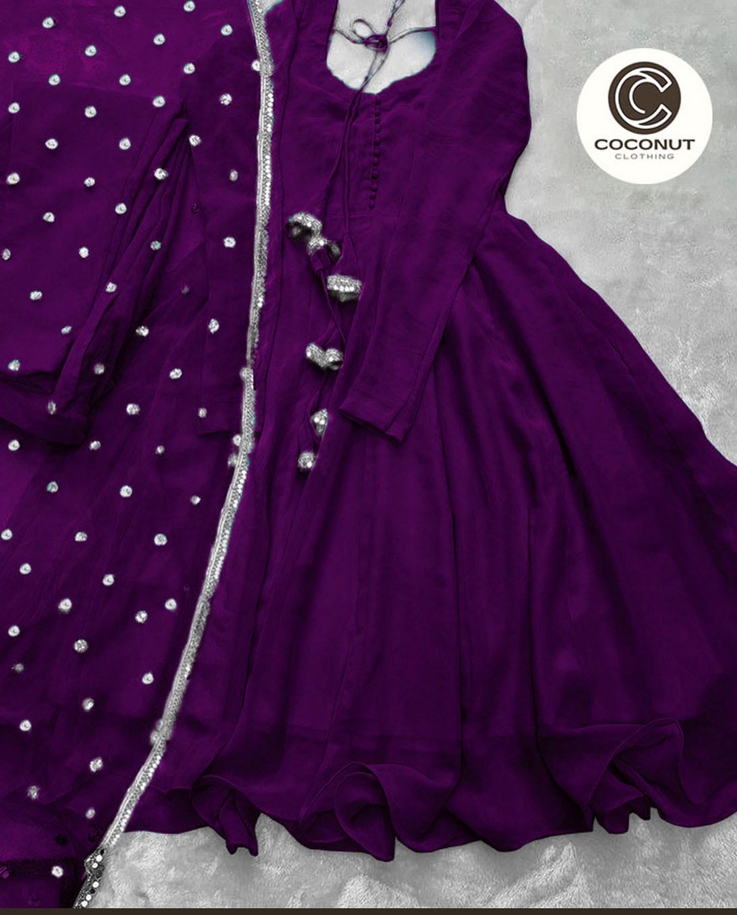 Chic V Neck Chiffon Maxi Set with Lace Dupatta (3PCs)
