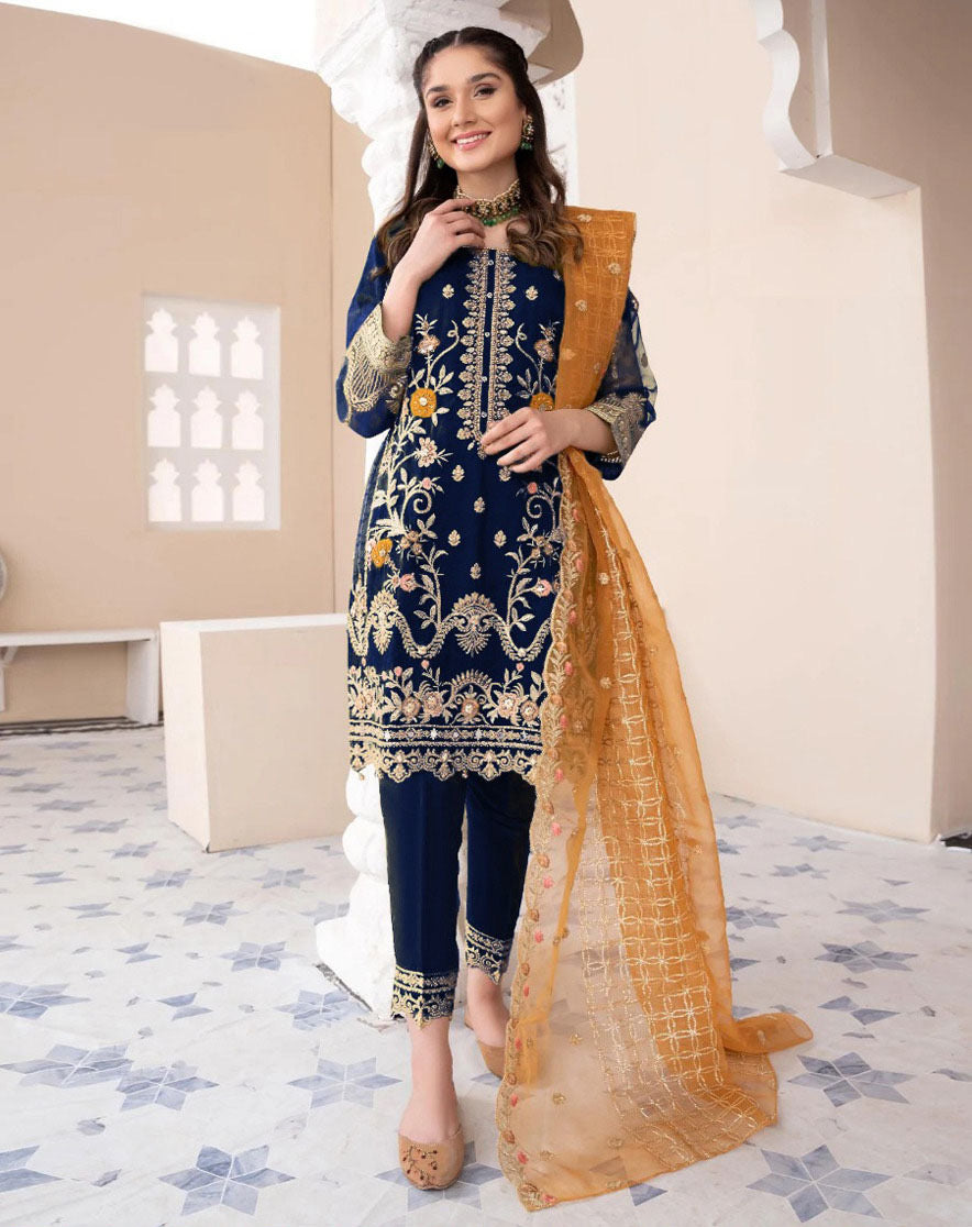 ❤️ Heavy Embroidered Shirt with Embroidered Trouser & Embroidered Dupatta 3PCs 😍