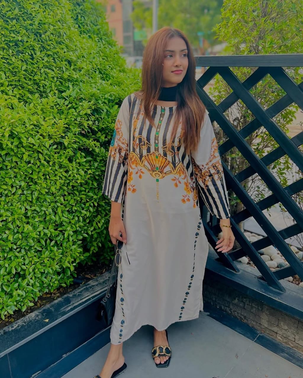 Shahi Lining Digital Printed Long Shirt With Printed Flapper 2Piece