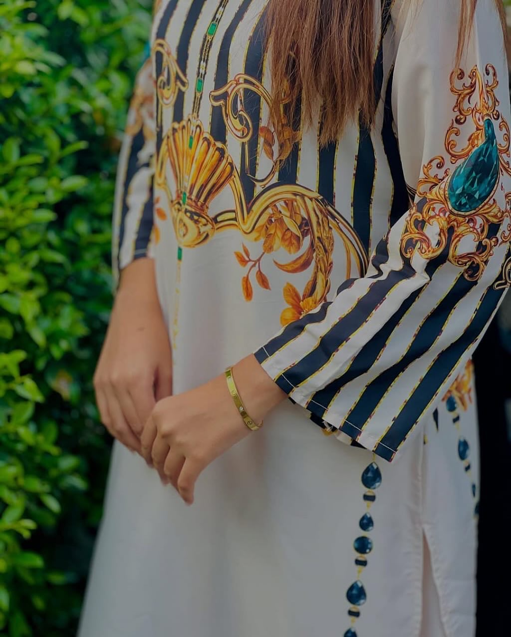 Shahi Lining Digital Printed Long Shirt With Printed Flapper 2Piece