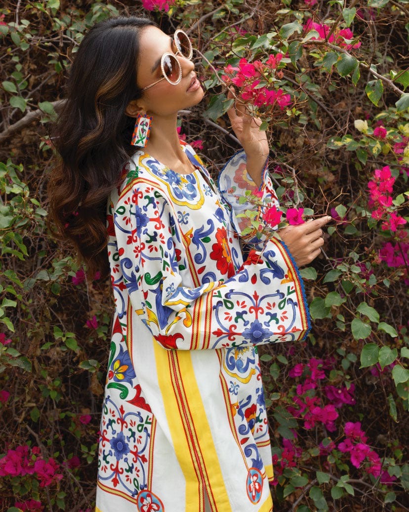 Stars VIBRANT FLORAL ETHNIC KURTI SET - MULTICOLOR