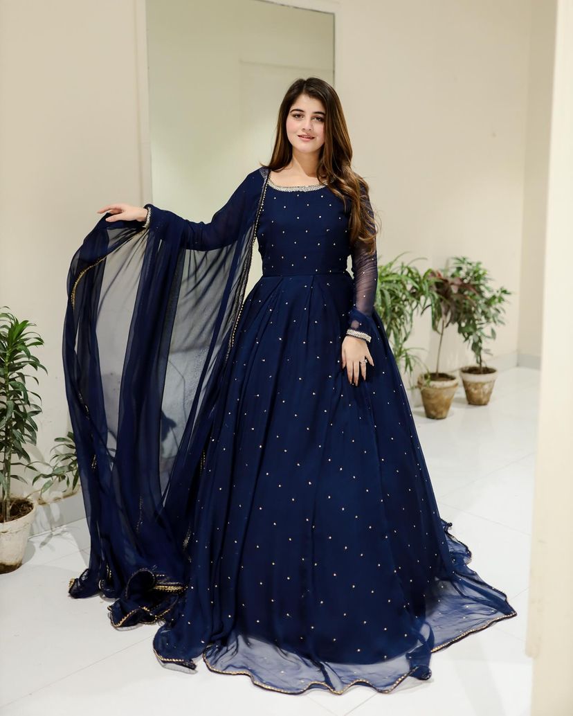 Pearls Attached Long Flare Maxi Stars Fashion Pearls Attached Long Flare Maxi Stars Fashion